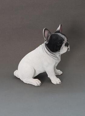模拟黑白花法国斗牛犬饰品可爱的法国斗牛犬小狗模型客厅橱柜装饰