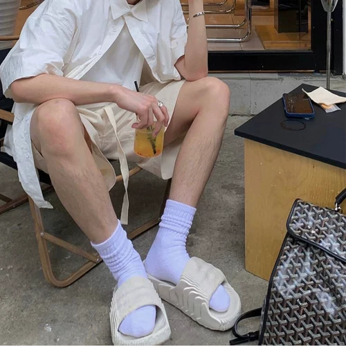 Мужские летние дышащие тапочки, нескользящие пляжные слайдеры для влюбленных для отдыха