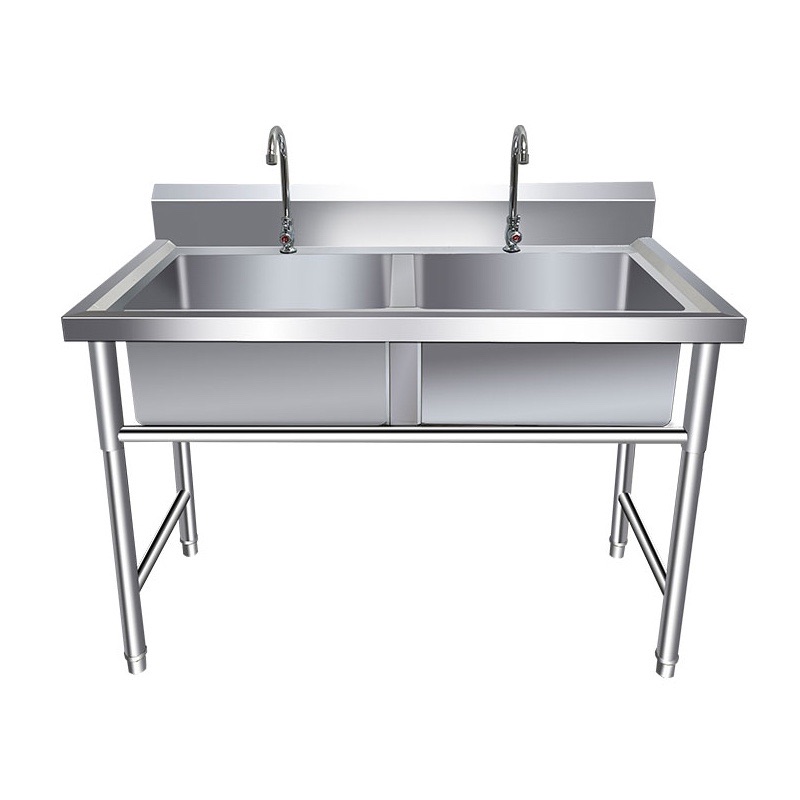 304水池定做不锈钢水槽商用三双单槽饭店厨房洗菜盆洗碗槽带支架-图3