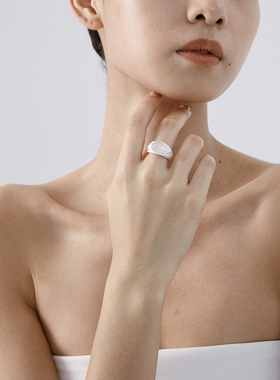【Lunami 夜深见月】芽系列白玉髓种子戒指女纯银开口指环