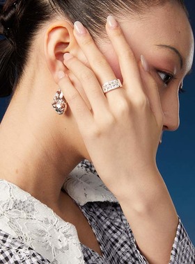 【Lunami 夜深见月】落玉盘系列镂空钩织戒指