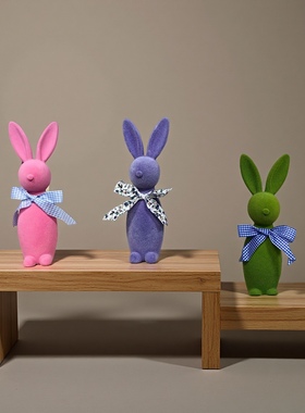 北欧兔子树脂像田园风家居摆件