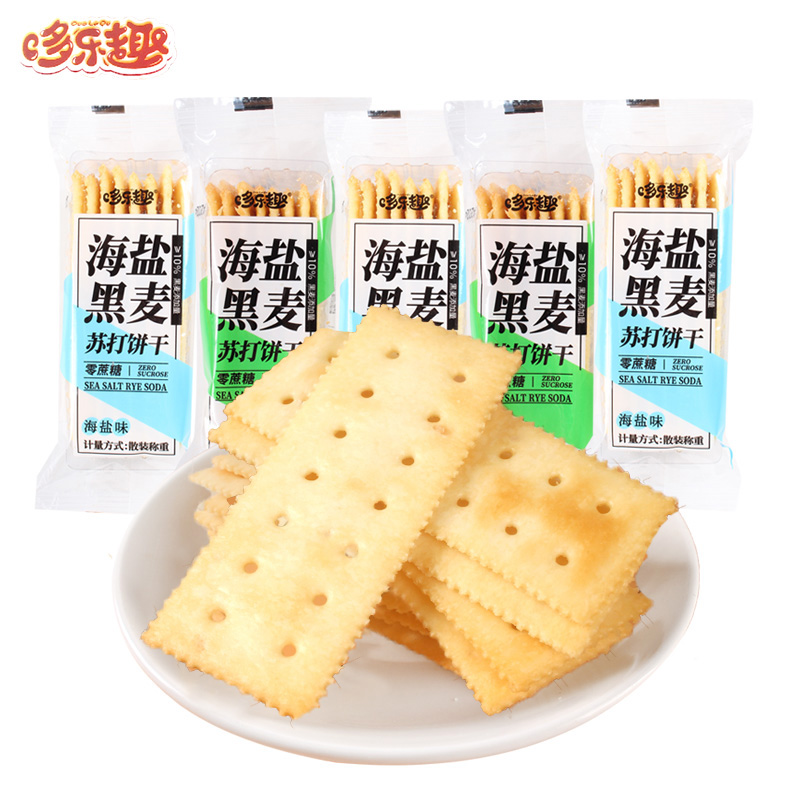 哆乐趣海盐黑麦苏打饼干小包装海盐味香葱味梳打饼干-图0