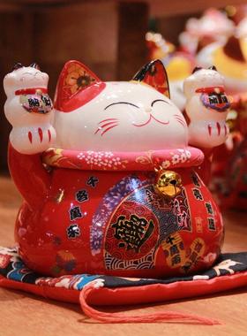 招财猫摆件家居可爱装饰办公室工位陶瓷存钱罐开业送礼生日礼物