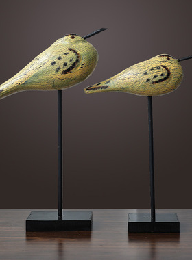 现代简约套二裂纹鸟摆件家居饰品客厅电视柜玄关乔迁新居礼物礼品