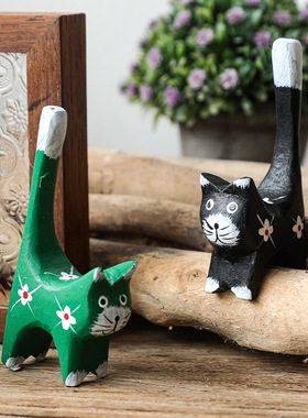 欧式简约卡通可爱木质套六猫书房茶几橱窗装饰送礼好物桌面装饰摆