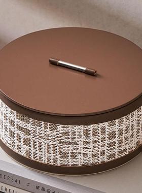 南洋风中古风衣帽间墙柜壁龛开放格圆形收纳盒饰品盒子摆件带盖子