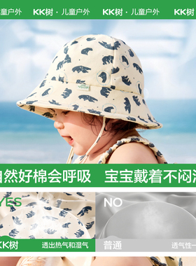 KK树婴儿防晒帽宝宝遮阳帽渔夫太阳帽薄款春夏季动物萌友云感帽