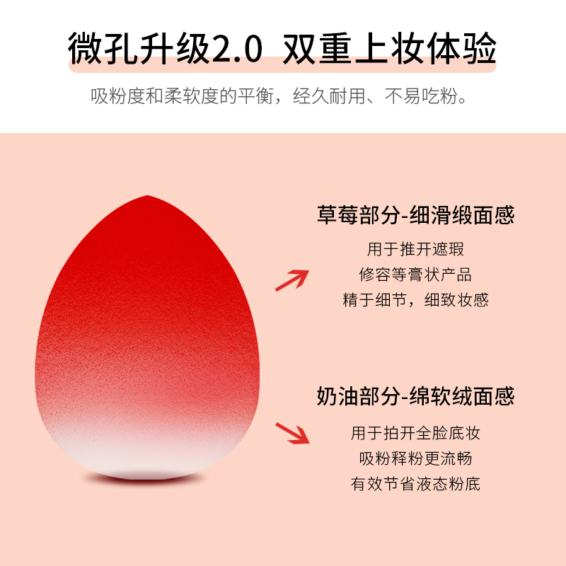 gracebabi旗舰店Gracebabi/瑰宝秘语草莓美妆蛋套装彩妆蛋不吃粉干湿两用海绵粉扑1