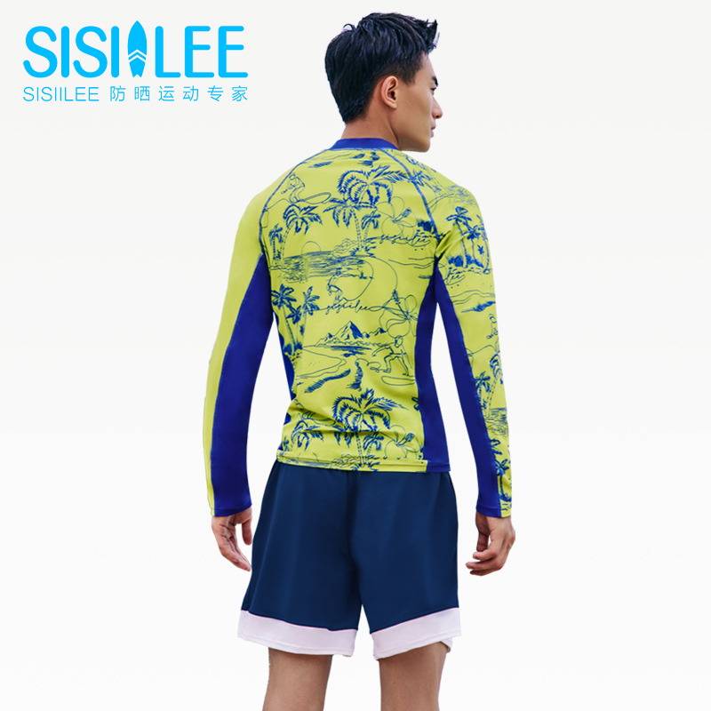 SISIILEE西西里 男士T恤版防晒上衣新款印花泳衣冲浪服 - 图2