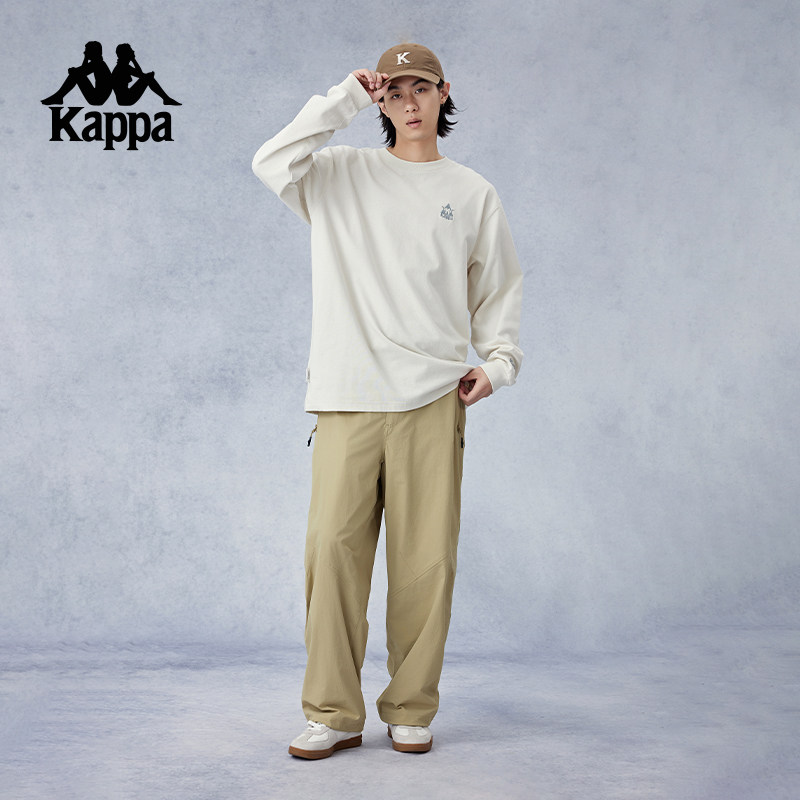 Kappa卡帕背靠背春秋新款纯棉运动上衣男士长袖t恤休闲卫衣套头衫,淘宝优惠券,粉丝福利购,淘宝优惠卷