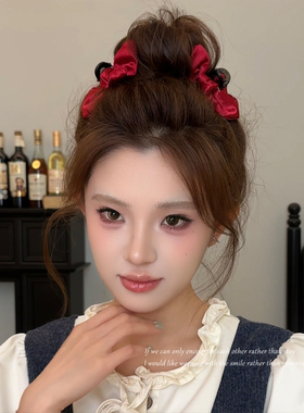 精灵耳蝴蝶结大号刘海抓夹甜美公主头高颅顶发夹女侧边夹发卡头饰