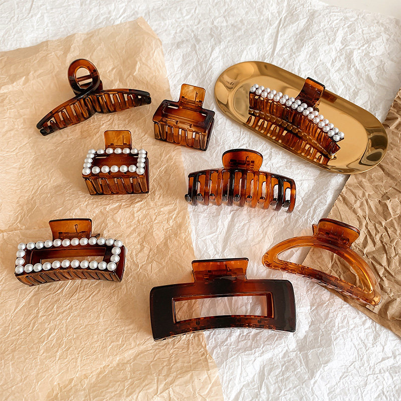 琥珀色后脑勺ins韩国气质盘发抓夹 吉度饰品发饰