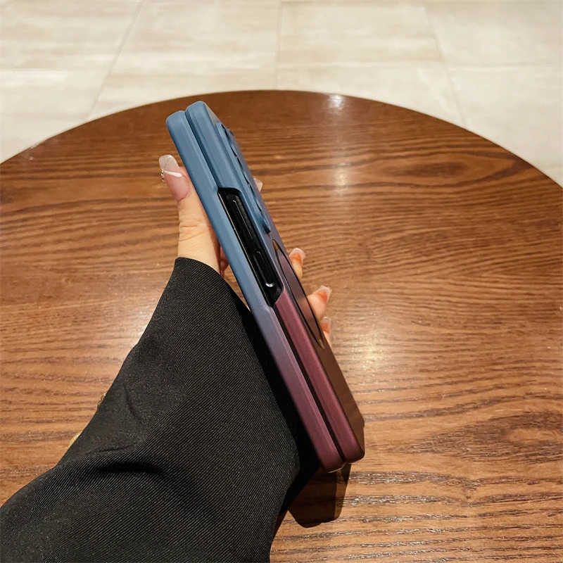 适用三星zfold3手机壳新款折叠屏ZFold4渐变磨砂质感铰链磁吸壳zfold5/6轻薄中轴全包防摔W22高级感女款外壳 - 图2