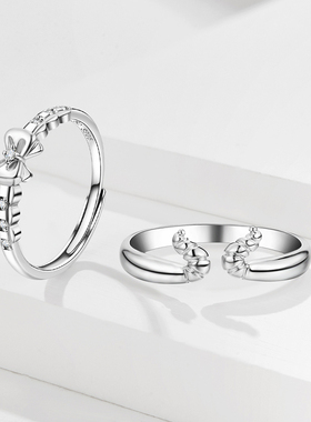 SD恋爱钻石戒指可调节情侣对戒