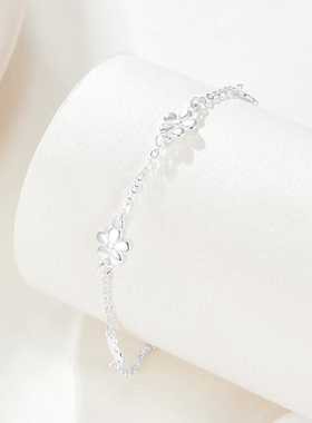 softdora/索缇朵花朵手链女S925银气质百搭手饰送女友生日礼物