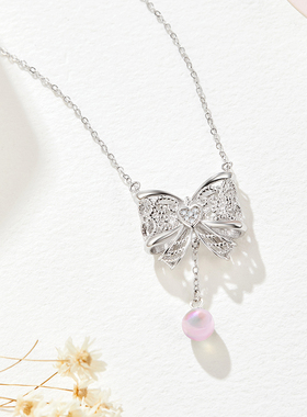 SD钻石项链蝴蝶结锁骨链