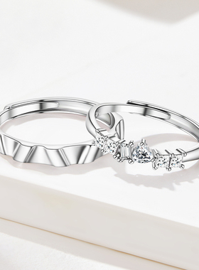 softdora/索缇朵天生一对情侣对戒S925银戒指男女款一对七夕礼物