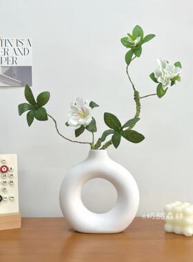 甜甜圈素烧陶瓷花瓶杜鹃花家居