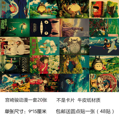 日本经典动漫贴画20张 牛皮纸材质 卧室宿舍书本墙壁背景装饰贴纸 - 图3
