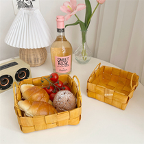 Day-style wood sheet braided handle containing basket bread Strawberry basket picnic fruit basket Living room Bedroom Desktop basket