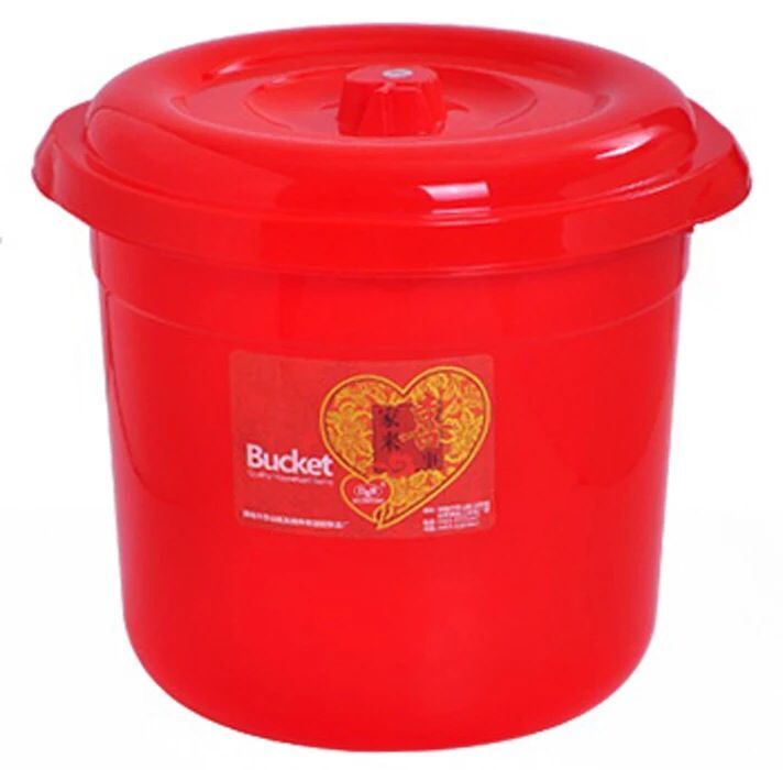 结婚喜庆乔迁搬家入伙大红色储米桶收纳桶防虫防潮厨房带盖盛米桶-图3