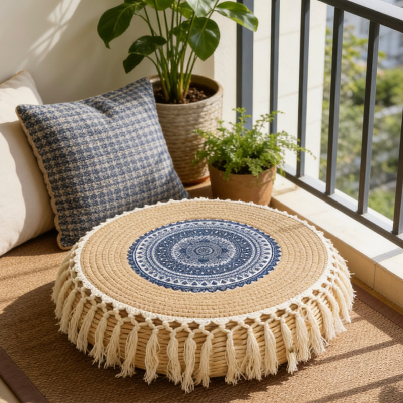 Ethnic style straw futon cushion tassel tatami mat balcony bay window living room tea room Zen meditation cushion