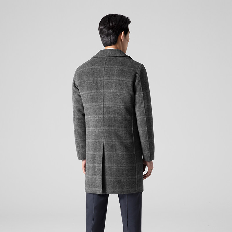VICUTU/男士毛呢大衣男时尚格纹商务翻领呢子大衣,淘宝优惠券,粉丝福利购,淘宝优惠卷