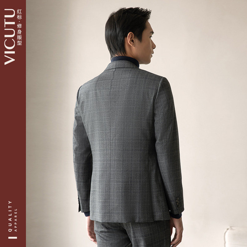 威可多男士西服上衣羊毛混纺商务正装灰色修身外套,淘宝优惠券,粉丝福利购,淘宝优惠卷