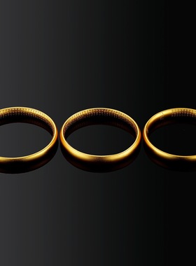 古法传承金色实心大悲咒心经手镯光面素圈女久不掉色仿真沙金手环