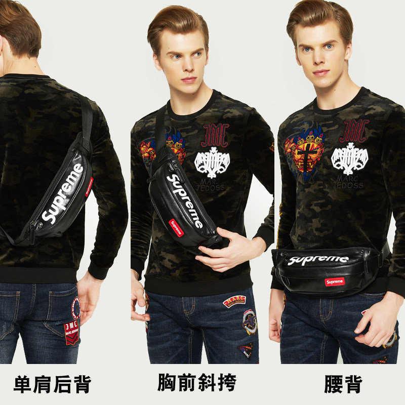 潮牌腰包男士休闲随身小背包斜挎包 黑爵箱包男士包袋