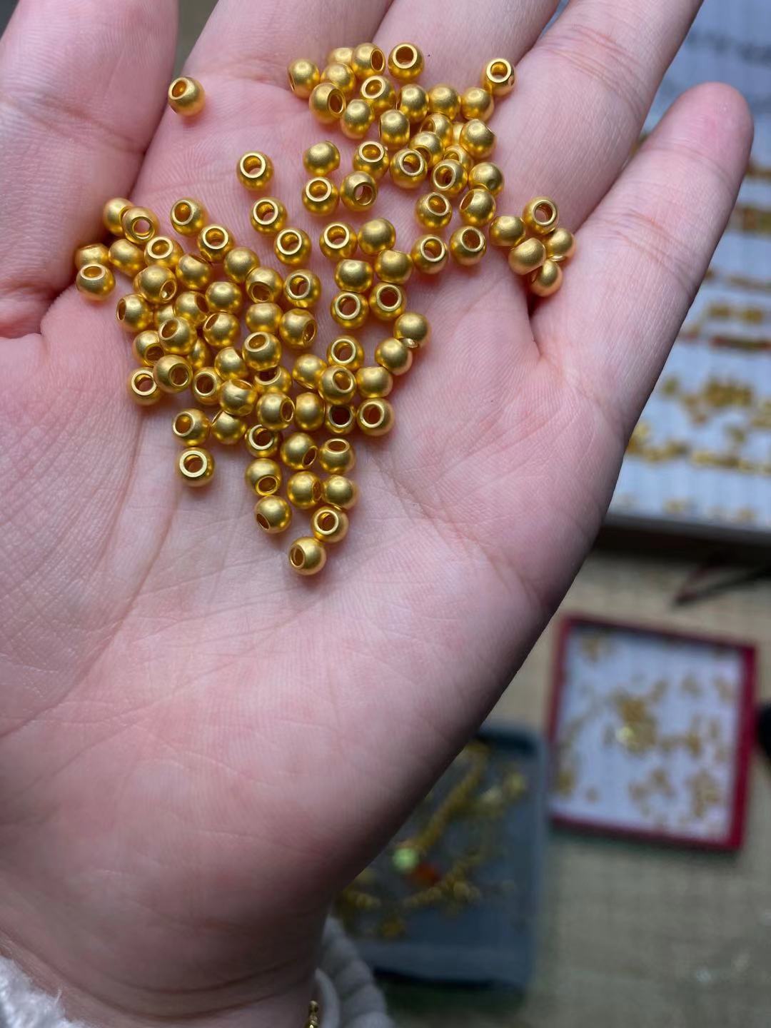 黄金足金 传承古法硬金光珠手串手链脚链配件 3m4m5m 黄金足金 传承古法硬金光珠手串手链脚链配件 3m4m5m