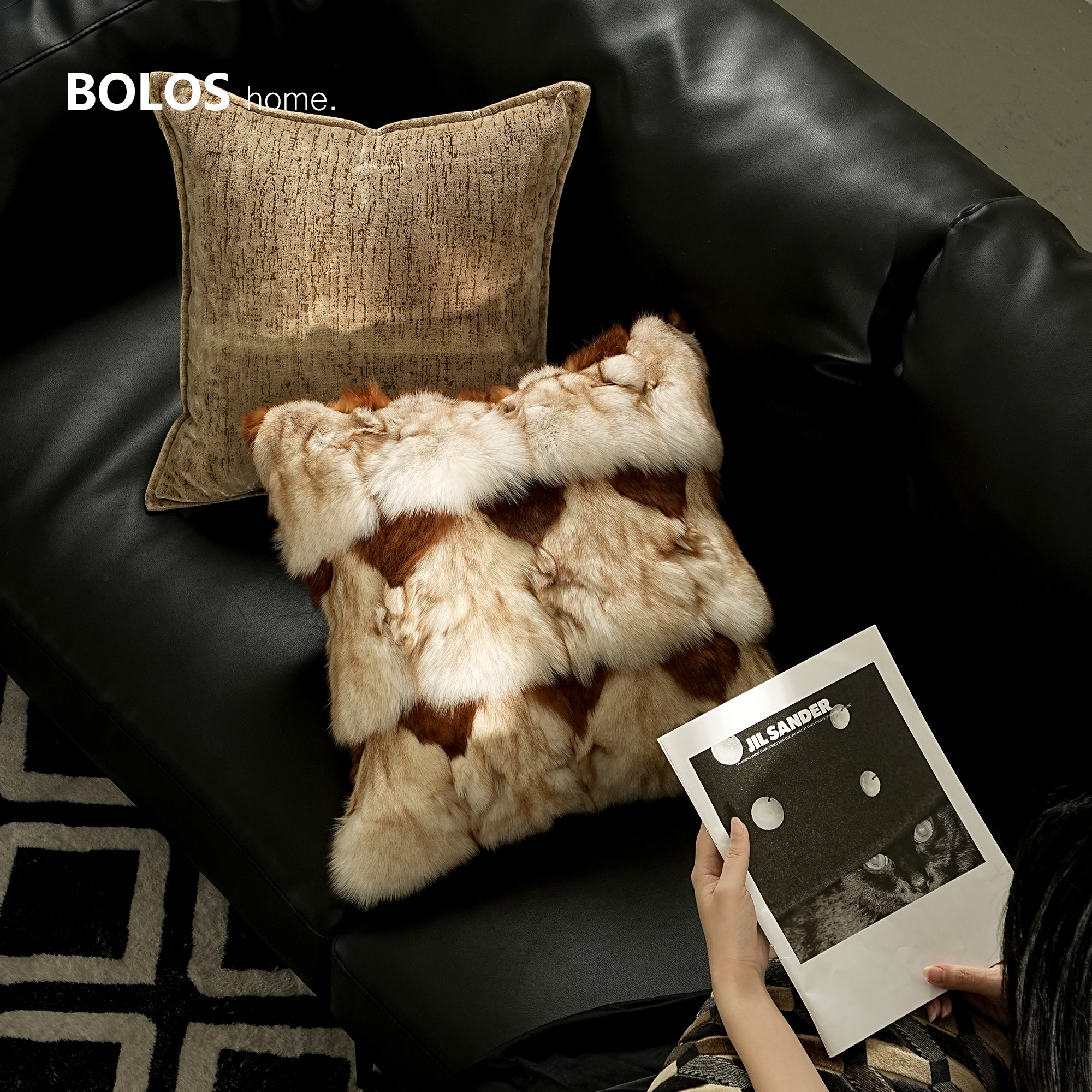 柏洛斯Gorgeous『琉璃』轻奢法式风真皮狐狸毛沙发抱枕组合背靠垫,淘宝优惠券,粉丝福利购,淘宝优惠卷