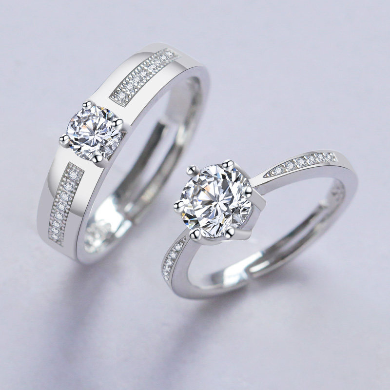 情侣对戒男女假道具开口可调节结婚 筱艳饰品戒指/指环