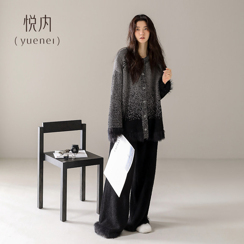 悦内半边绒睡衣女秋冬季珊瑚绒毛绒家居服保暖冬装时尚渐变可外穿,淘宝优惠券,粉丝福利购,淘宝优惠卷