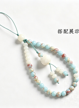 天然菩提大莲花挂件 手工编织新中式手机挂链diy饰品侧挂提溜配件