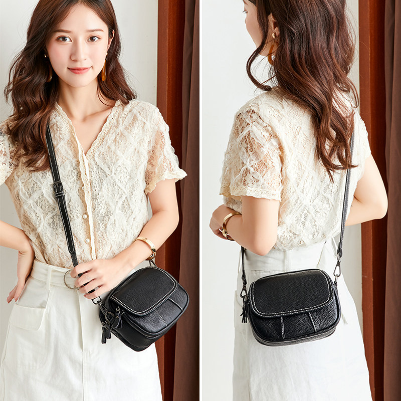 头层牛皮2020新款潮韩版洋气斜挎包 闪蔻箱包女士包袋