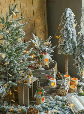 极速小夜灯麋鹿装饰摆件微景观场景布置圣诞节Q日奶茶店铺厨窗陈