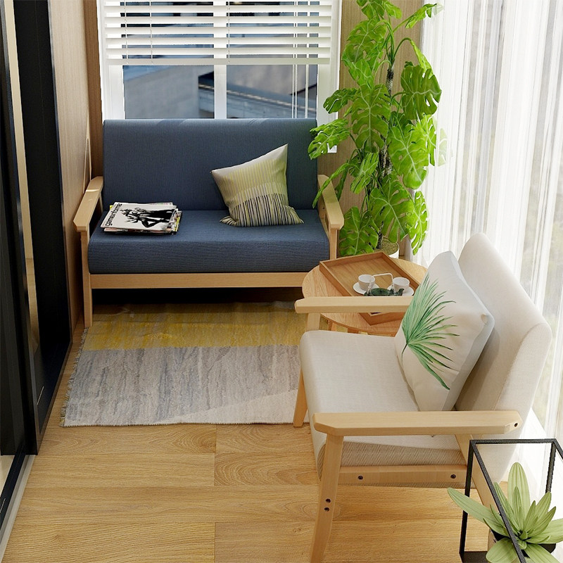 日式沙发小户型简约原木风双人椅 馨闪布艺沙发