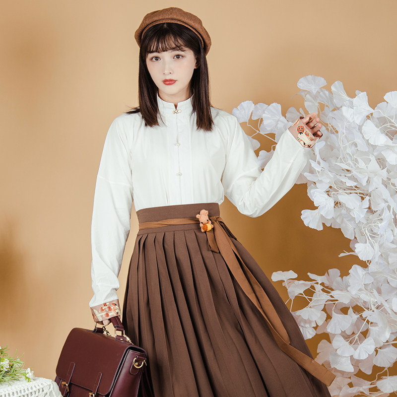 光夕原创【猫小卡】汉服国风衫中长裙 光夕汉服