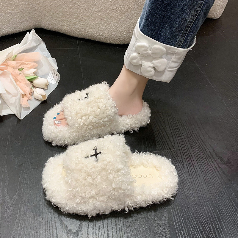 卷毛增高毛毛拖鞋女外穿2025秋冬季新款家用松糕底泰迪毛茸茸拖鞋,淘宝优惠券,粉丝福利购,淘宝优惠卷