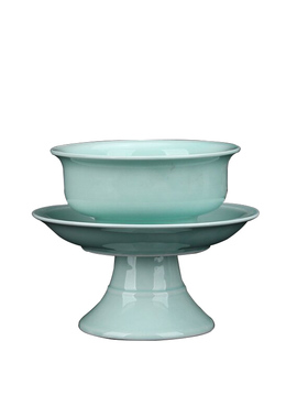 陶瓷高脚供菜碗佛前供斋碗