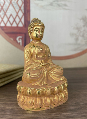 复古怀旧佛像鎏金合金释迦牟尼莲花大师佛像佛像摆件家用桌面佛像