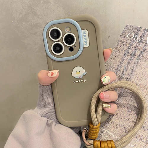 ins风可爱围巾鸭子适用苹果15promax手机壳iphone16pro情侣14磨砂13防摔12保护套max新款x11xs/xr/xsmax7p16 - 图2