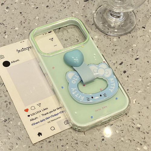 可爱多巴胺满屏波点KT猫指环扣适用于iphone17promax手机壳苹果16保护套14超好看外壳13新款15pro女max手机套 - 图1