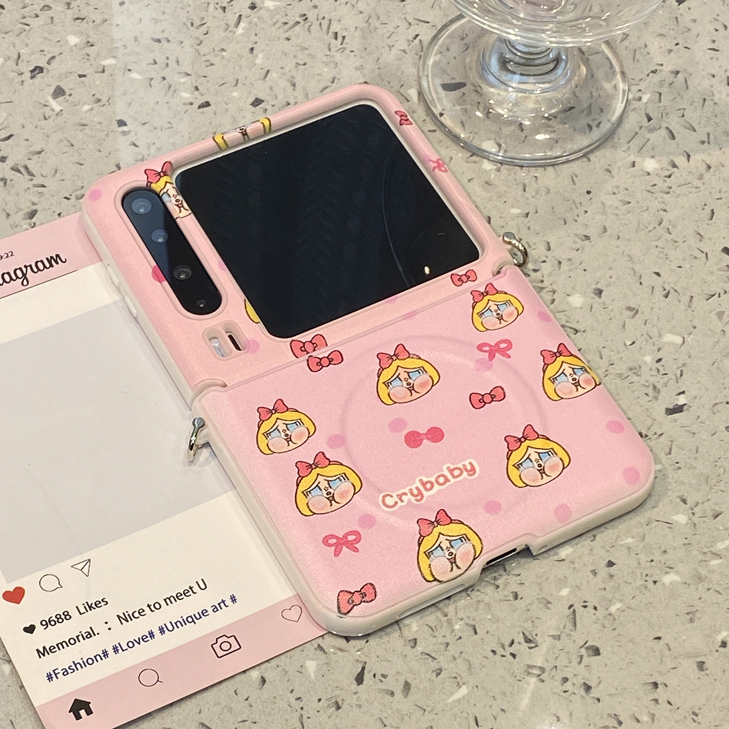 可爱皮纹哭娃适用华为purax折叠屏手机壳p50外壳Pocket2小米mixflip2女s三星zflip7挂绳6女5支架pura典藏版x - 图3