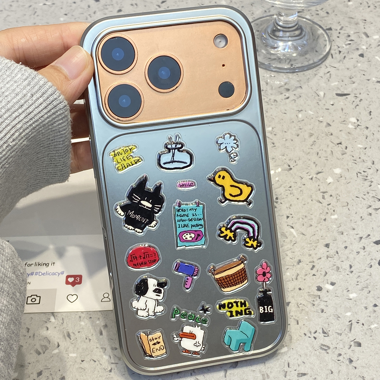 趣味卡通DIY贴纸适用于iphone17promax手机壳苹果16保护套14p防摔13全包新款15pro高级感max小众不撞款手机套 - 图3