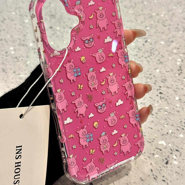 趣味卡通旋转鼻子玛莎猪支架适用苹果17手机壳iphone15保护套苹果14个性创意13新款16promax超好看15pro女max,淘宝优惠券,粉丝福利购,淘宝优惠卷