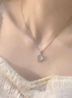 S999纯银黄玉粉色水晶项炼女性的高端白色玛瑙吊坠可访问的豪华小