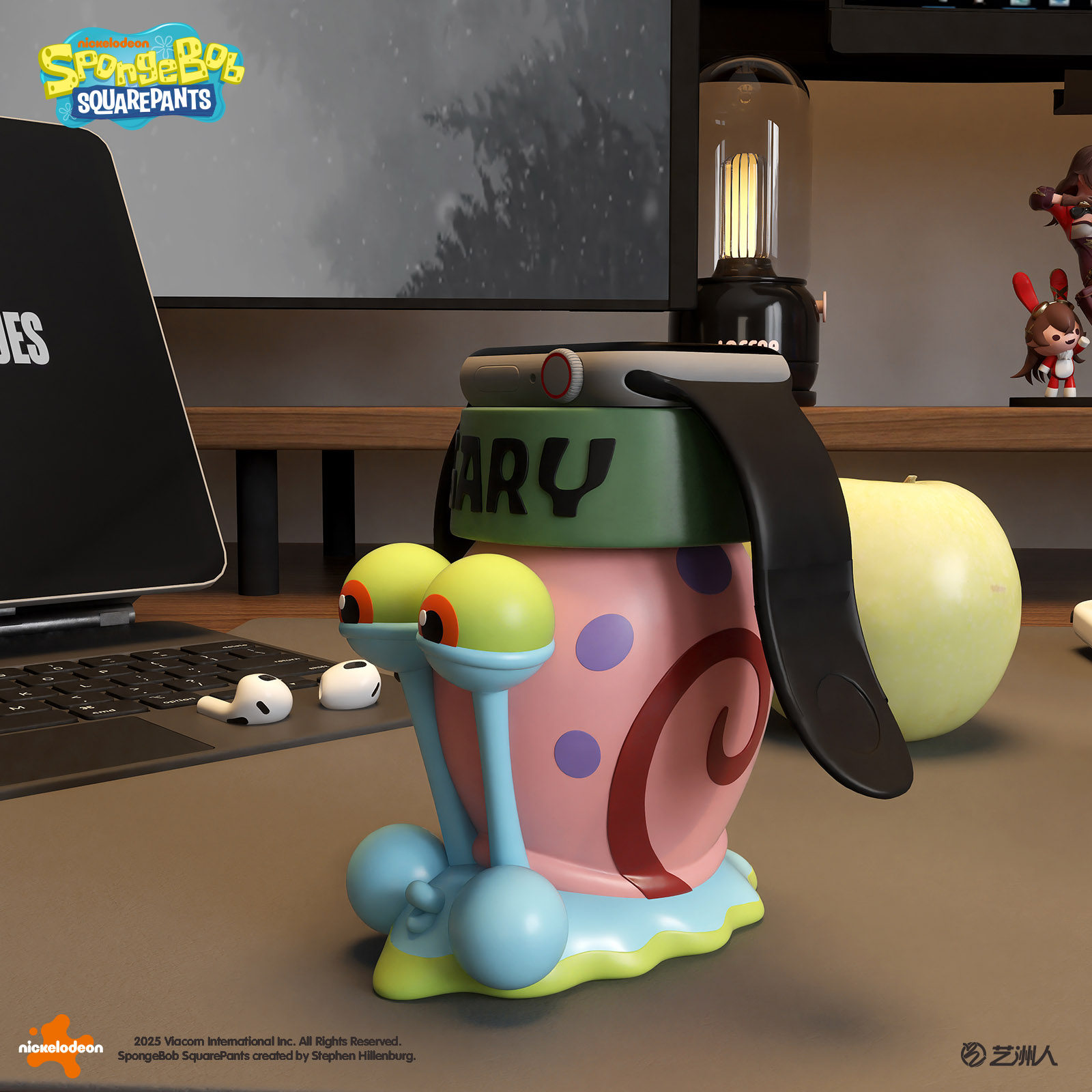 创意可爱海绵宝宝小蜗牛适用于S10苹果手表支架底座桌面摆件装饰,淘宝优惠券,粉丝福利购,淘宝优惠卷